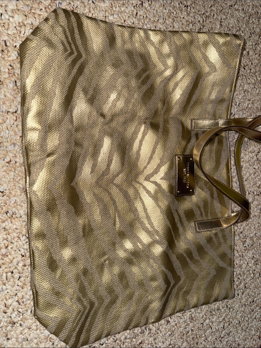Michael Kors Metallic Gold Zebra-Pattern Tote